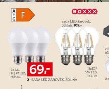 2 SADA LED ŽÁROVEK, 3DÍLNÁ