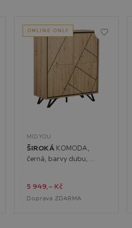 MID.YOU ŠIROKÁ KOMODA, černá, barvy dubu