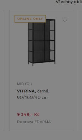 MID.YOU VITRÍNA, černá, 90/160/40 cm