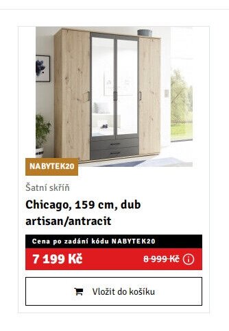 Šatní skříň Chicago, 159 cm, dub artisan/antracit