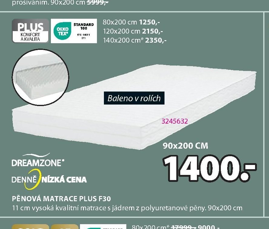Pěnová matrace PLUS F30