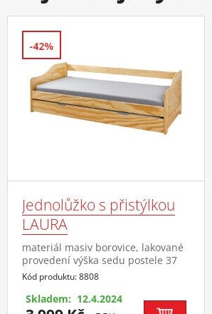 Jednolůžko s přistýlkou LAURA