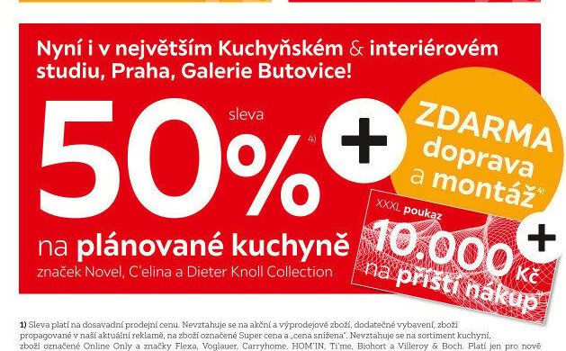 Sleva 50% na plánované kuchyně značek Novel, C'elina a Dieter Knoll Collection + zdarma doprava a montáž + XXXL poukaz 10.000 Kč na příští nákup