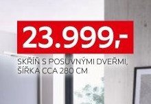 Skříň s posuvnými dveřmi, šířka cca 280 cm