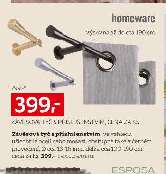 Závěsová tyč s příslušenstvím