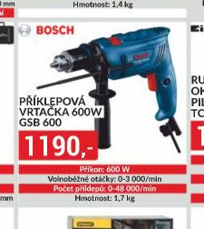 Bosch příklepová vrtačka 600W GSB 600