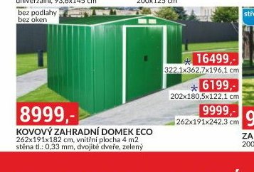 Kovový zahradní domek eco 262x191x182 cm