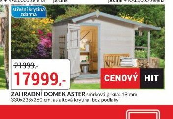 Zahradní domek Aster 330x233x260 cm