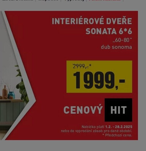 Interiérové dveře SONATA 6*6 dub sonoma