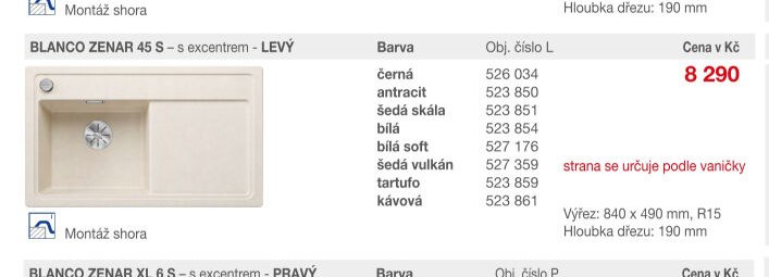 BLANCO ZENAR 45 S - s excentrem - LEVÝ