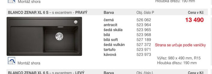 BLANCO ZENAR XL 6 S - s excentrem - PRAVÝ