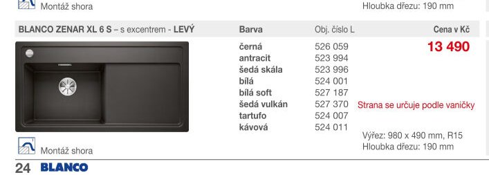 BLANCO ZENAR XL 6 S - s excentrem - LEVÝ