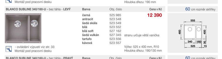 BLANCO SUBLINE 340/160-U - LEVÝ