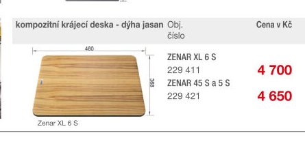 kompozitní krájecí deska - dýha jasan (Zenar XL 6 S)
