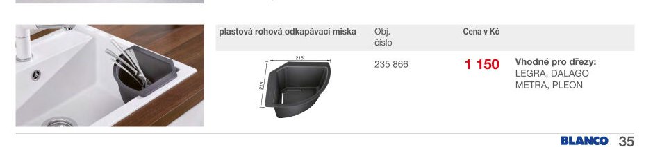 plastová rohová odkapávací miska