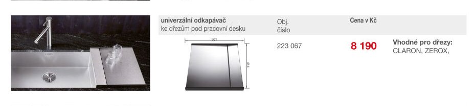 univerzální odkapávač ke dřezům pod pracovní desku