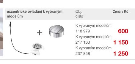 excentrické ovládání k vybraným modelům 118 979
