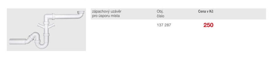 zápachový uzávěr pro úsporu místa