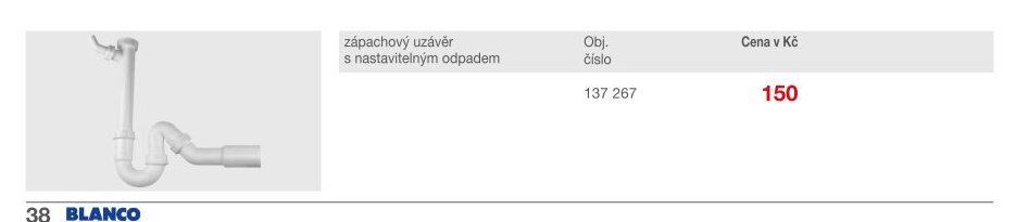 zápachový uzávěr s nastavitelným odpadem