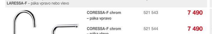 CORESSA-F chrom – páka vpravo