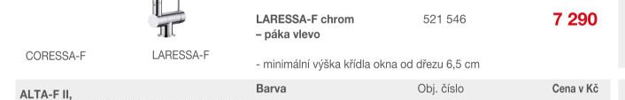 LARESSA-F chrom – páka vlevo
