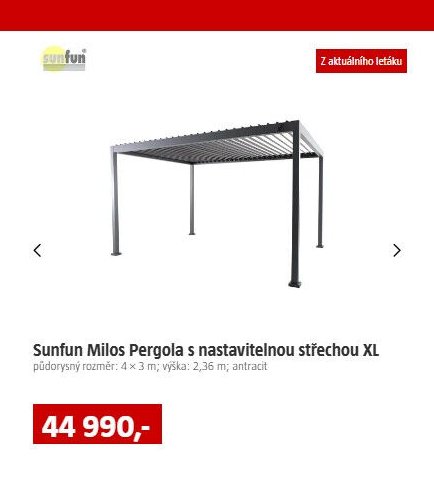 Sunfun Milos Pergola s nastavitelnou střechou XL
