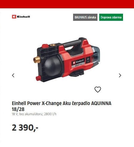 Einhell Power X-Change Aku čerpadlo AQUINNA 18/28