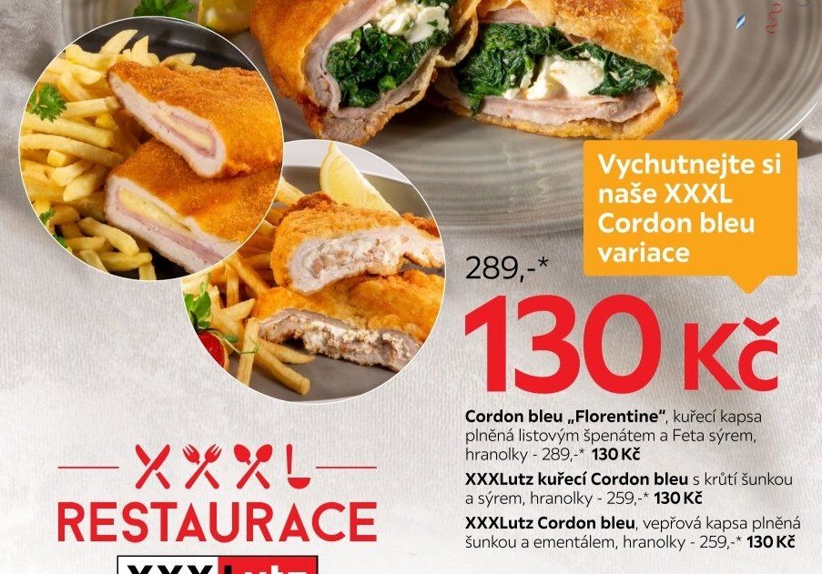 XXXLutz kuřecí Cordon bleu s krůtí šunkou a sýrem