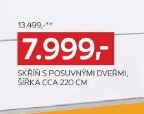 Skříň s posuvnými dveřmi, šířka cca 220 cm