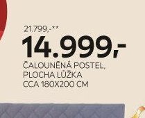 Čalouněná postel, plocha lůžka cca 180x200 cm