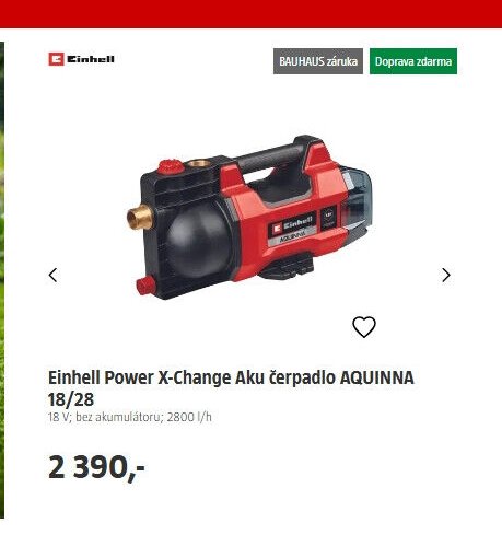 Einhell Power X-Change Aku čerpadlo AQUINNA 18/28