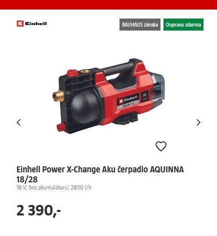 Einhell Power X-Change Aku čerpadlo AQUINNA 18/28
