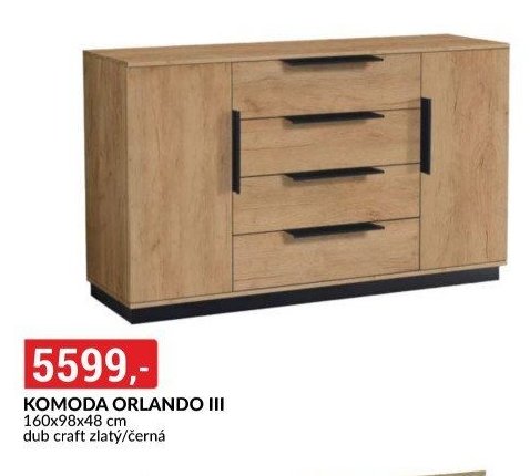 KOMODA ORLANDO III 160x98x48 cm dub craft zlatý/černá