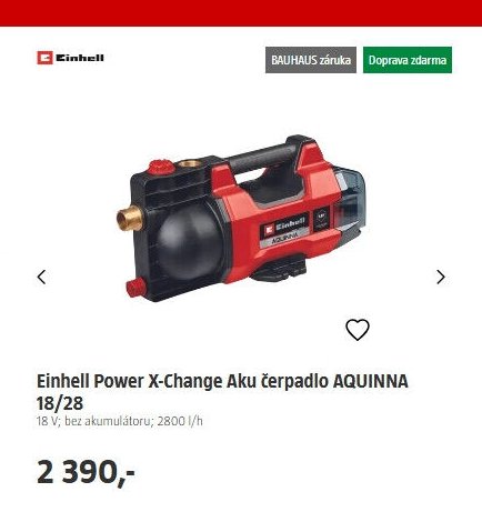 Einhell Power X-Change Aku čerpadlo AQUINNA 18/28