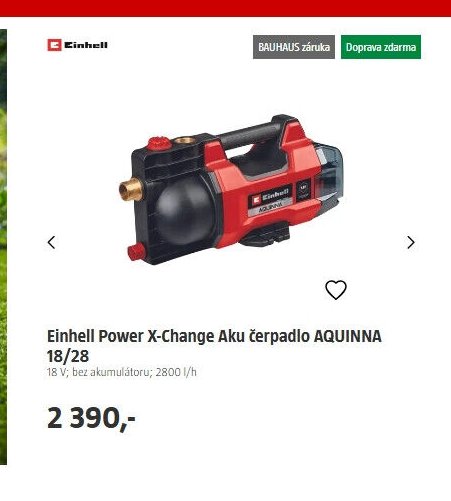 Einhell Power X-Change Aku čerpadlo AQUINNA 18/28