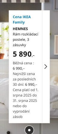 HEMNES Rám rozkládací postele, 3 zásuvky