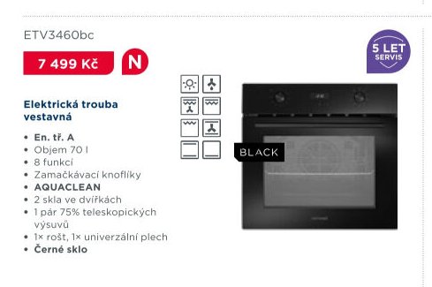 Elektrická trouba vestavná ETV3460bc
