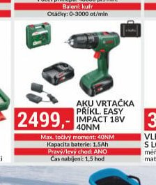 Aku vrtačka příkl. Easy impact 18V 40NM