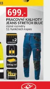 Pracovní kalhoty jeans stretch blue