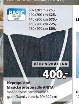 Nepropustné klasické prostěradlo ANITA