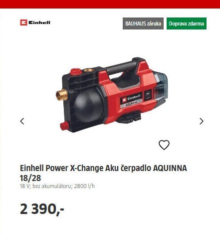Einhell Power X-Change Aku čerpadlo AQUINNA 18/28