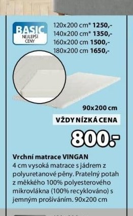 Vrchní matrace VINGAN