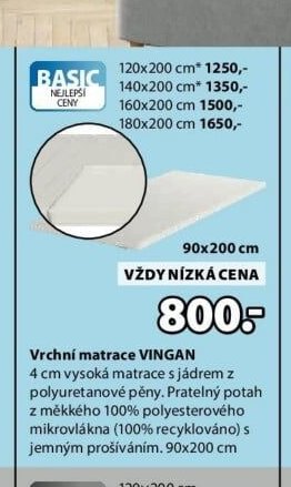 Vrchní matrace VINGAN