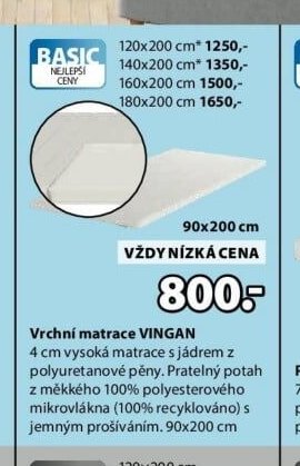 Vrchní matrace VINGAN