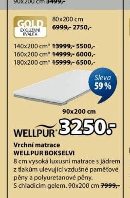 Vrchní matrace WELLPUR BOKSELVI