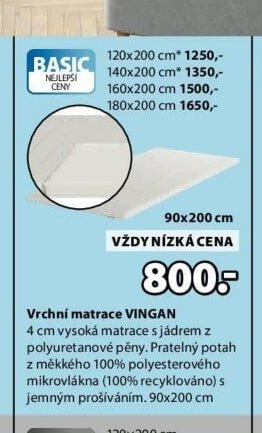 Vrchní matrace VINGAN