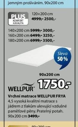 Vrchní matrace WELLPUR FRYA