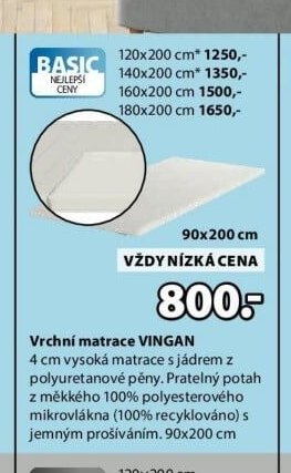 Vrchní matrace VINGAN