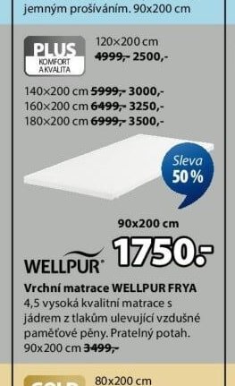 Vrchní matrace WELLPUR FRYA