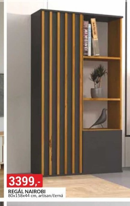 REGÁL NAIROBI 80x158x44 cm, artisan/černá